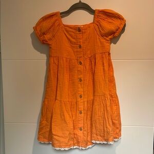 Orange Button-Down Kids Dress